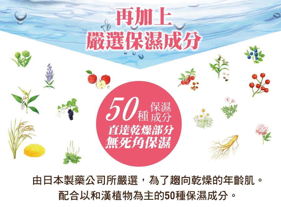 50種保濕成分，直達乾燥無死角保濕